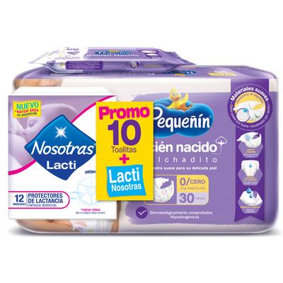 Pañal PEQUEÑÍN etapa 0 30 unid + protectores lacti