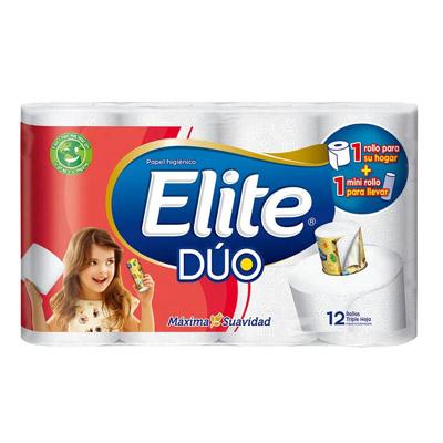 Papel higiénico ELITE dúo triple hoja 374.4m 12un