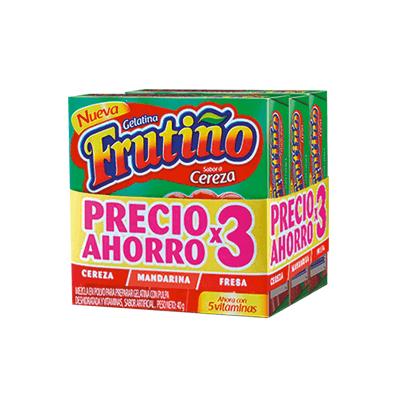 Gelatina FRUTIÑO 105g 3uni cereza frambuesa mano de azúcar