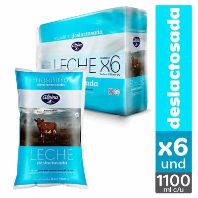 Leche ALPINA deslactosada sixpack 6600ml
